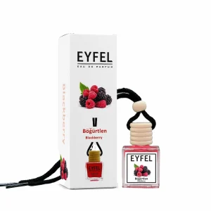 خوشبو کننده ماشین ایفل اصل با رایحه توت سیاه Bogurtlen در بطری شیشه‌ای 20 میلی لیتری با درپوش چوبی طبیعی و طراحی لوکس به رنگ بنفش تیره مخملی